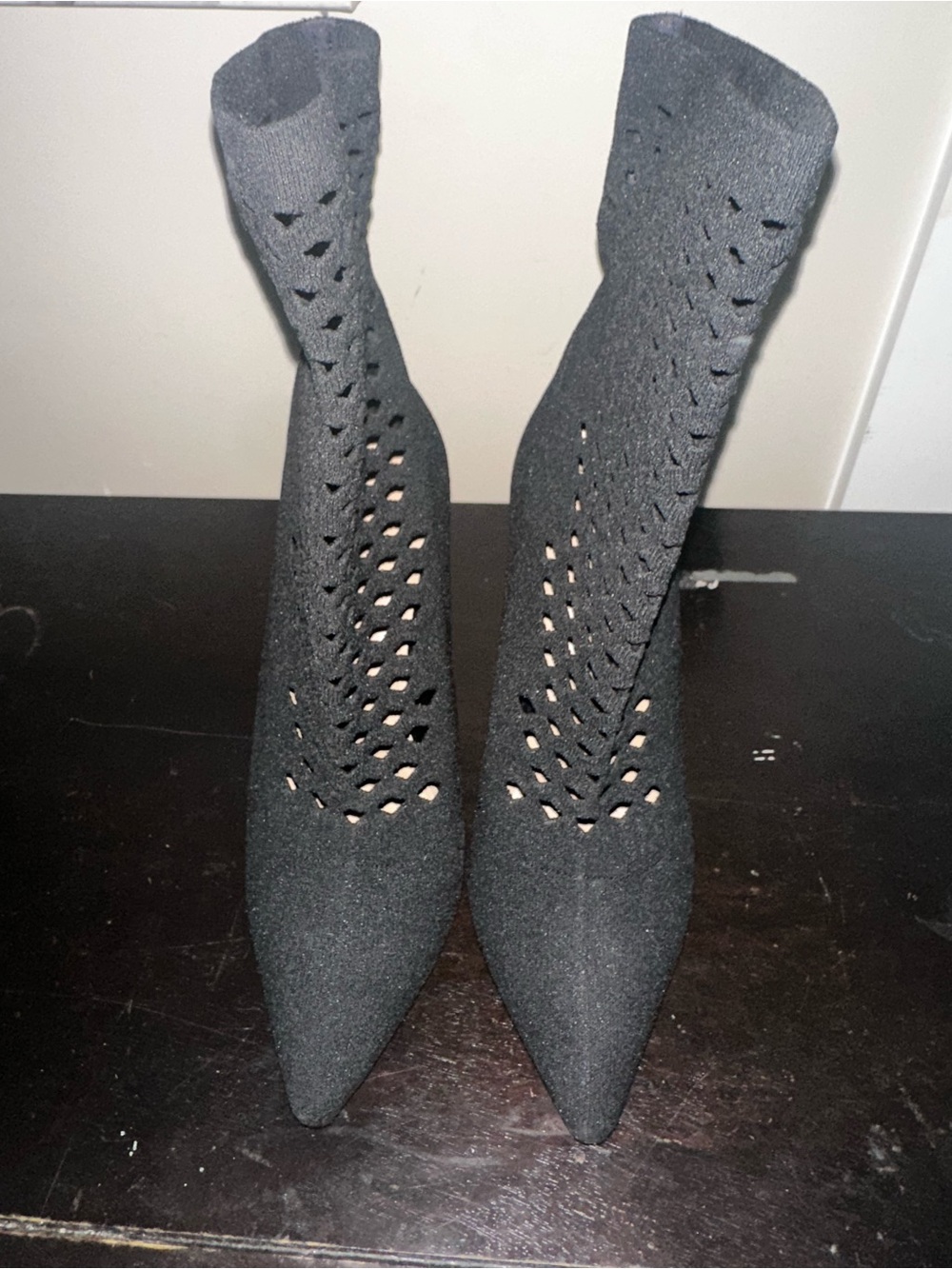 Aldo Black Knit Pointed Sock Booties with Cutout Detailing
